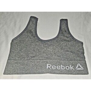Reebok Womens sz S Sports Bra Heathered Gray Pullover workout jog runner